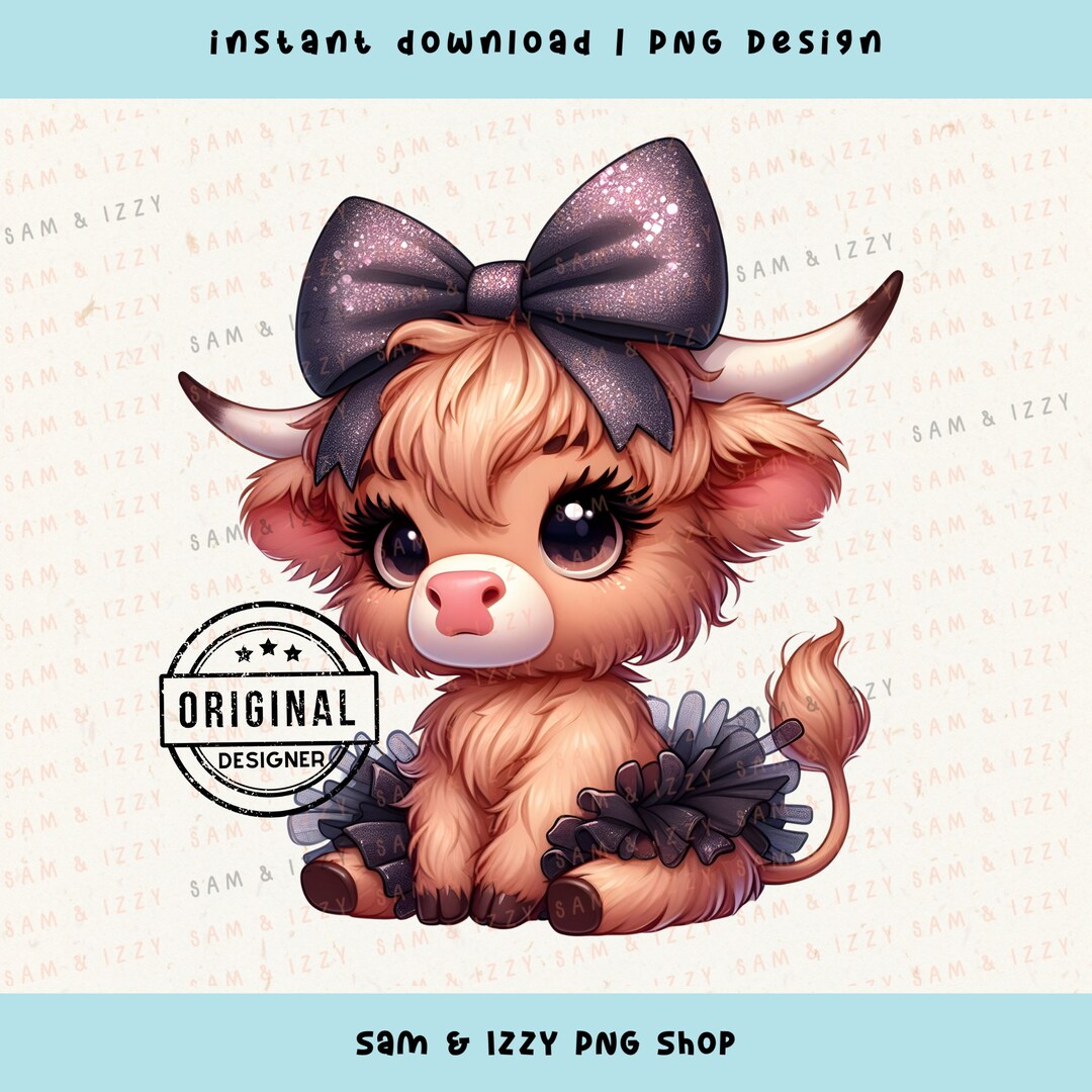 Highland Cow Png, Highland Cow Design, Pink Cow, Coquette Png, Cow ...