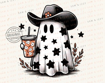 Cute Ghost Png, Western Halloween Png, Cowprint Ghost, Boojee Png, Spooky Png, Snarky Ghost, Funny Ghost, Ghost Clipart, Trending Halloween