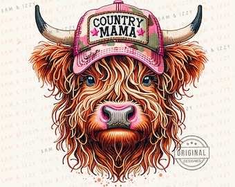 Country Mama, Country Girl, Mother's Day Designs, Cow Mama, Farm Animals Png, Country Life Png, Highland Cow Png, Cute Cow Png, Cow Clipart