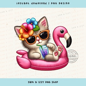 Ambiance De Plage Png, Sublimation Estivale, Fausse Broderie, Motifs PNG Vacances, Mignon Chaton Png, Maman Chat, Amateurs De Chats png, Stickers Chats, DTF