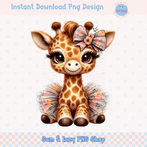 Joli tutu printanier girafe Png, design en sublimation de décoration printanière safari, graphiques pour chambre d'enfant jungle d'été, amoureux des girafes florales Png, chemise fille