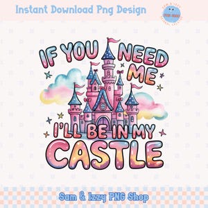 Magische Prinzessin Märchen Aquarell Schloss Png Sublimationsdesigns, Rosa Kokette Girly Grafiken, introvertierter sarkastischer netter lustiger Clipart
