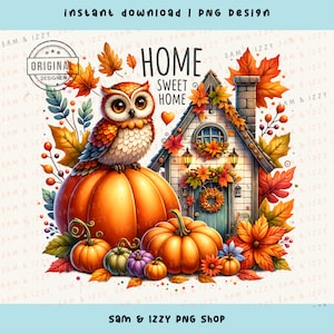 Es ist Herbst ihr Png, Halloween Eule Png, Herbst Tiere Png, Eule Clipart, Eule Png, Eule Kunstwerk, Vogel Clipart, Aquarell Eule, Niedliche Eule Png, DTF