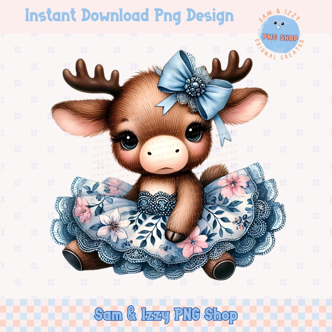 Spring Cute Moose Coquette Flowers Spring Moose PNG Sublimation Designs, Cute Moose ...