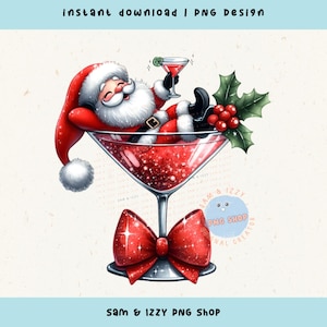 Martini Santa Png, Bebida De Natal Png, Fofo Engraçado Santa Png, Vintage Coquetel De Natal Santa, Engraçado Papai Noel Desenhos, Sublimação De Natal