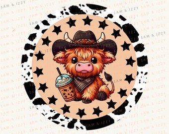 Car Coaster Png, Cow Car Coaster, Highland Cow Png, Highland Cow Design, Cow Sublimation, Western Png, Highland Cow Art, Western Sublimation