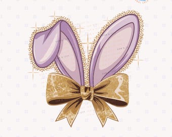 Cute Coquette Easter Bunny Ears Png Sublimation Designs, Bunny Bow Png, Trendy Girls Easter Graphics, Easter Coquette Bow Png, Tote, Mug,DTF