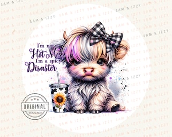 Car Coaster Png, Cow Car Coaster, Bit of a Mess Png, Highland Cow Png, Highland Cow Design, Cow Sublimation, Western Png, Cute Cow Coaster