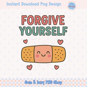 Pardonnez-vous pansement Png, clipart santé mentale, graphique de citation de soins personnels kawaii, thérapie tendance mignon Png positif motivation amour de soi