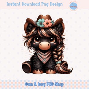 Adorable cheval western cow-girl Png sublimation Design, pays mignon graphiques des cliparts, bébés animaux de la ferme, Tshirt cheval de ferme, cadeau pour les amoureux des chevaux