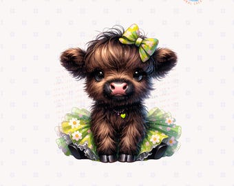 Cute Spring Floral Highland Cow Png, Farmhouse Spring Decor, Spring Cow Png, Highland Cow Sublimation Design, Girly Shirt Cow Lover Gift Png