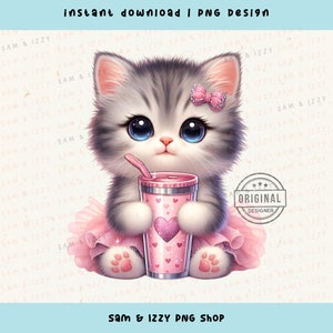 Gattino carino Png, Clipart gattino bambino, Decalcomania gattino, Adesivi gatto, Gattino primaverile, Animale carino Png, Animali domestici Png, Stanley Png, Gatto rosa Png, DTF