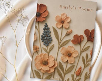 Poetry Journal, Personalized Poems Book, Gift for Poets, Custom Floral Cover Poetry Notebook, Gift for Writers, Dreamers Journal