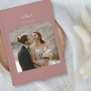 Personalized Modern Wedding Guest Book with Couple&#39;s Names, Photo & Date - Custom Wedding Keepsake - Personalized Wedding Gift
