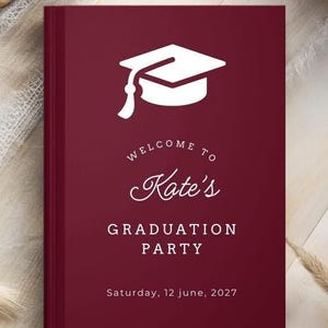 Custom Grad Guest Book, Graduation Party, Personalized Graduation Party Sign-In & Message Book, Custom Graduation Keepsake