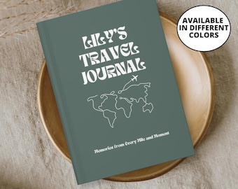 Travel Journal, Personalized Journal, Travel Scrapbook, Custom Name Journal, Travel Memory Book, Travel Gift, Road Trip Diary