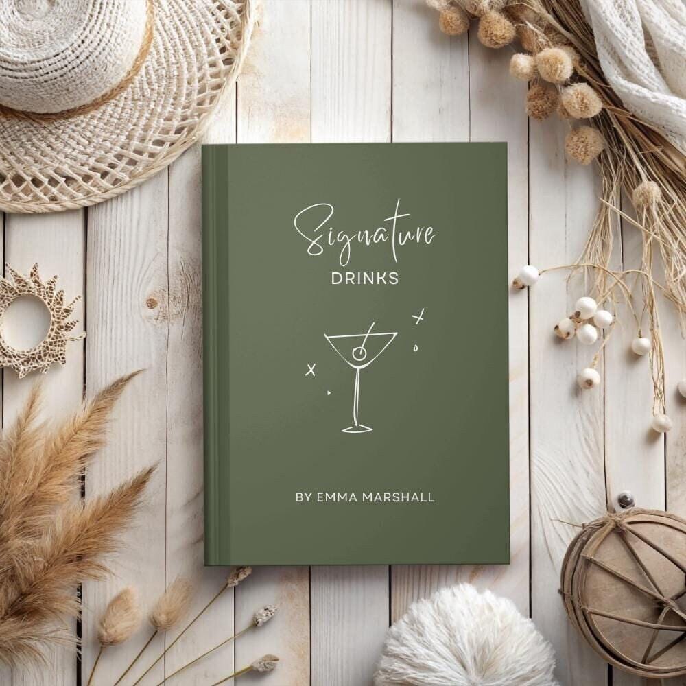 Cocktail Recipe Book- Bar Recipe Book- Custom Name Cocktail Journal- Personalized Bartender Gift- Cocktail Binder - Bartender Gift Ideas