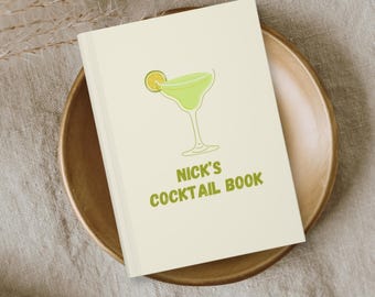Personalised Cocktail Recipe Book - Custom Name Mixology Journal - Gift for Bartenders, Home Bar, or Cocktail Lovers - Bartender Book