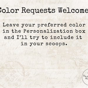 May include: A cream-coloured background with text stating "Color Requests Welcome!" and instructions to specify colour preferences in the personalisation box. A circular logo for "The Unexpected Bookshelf" is in the bottom right.