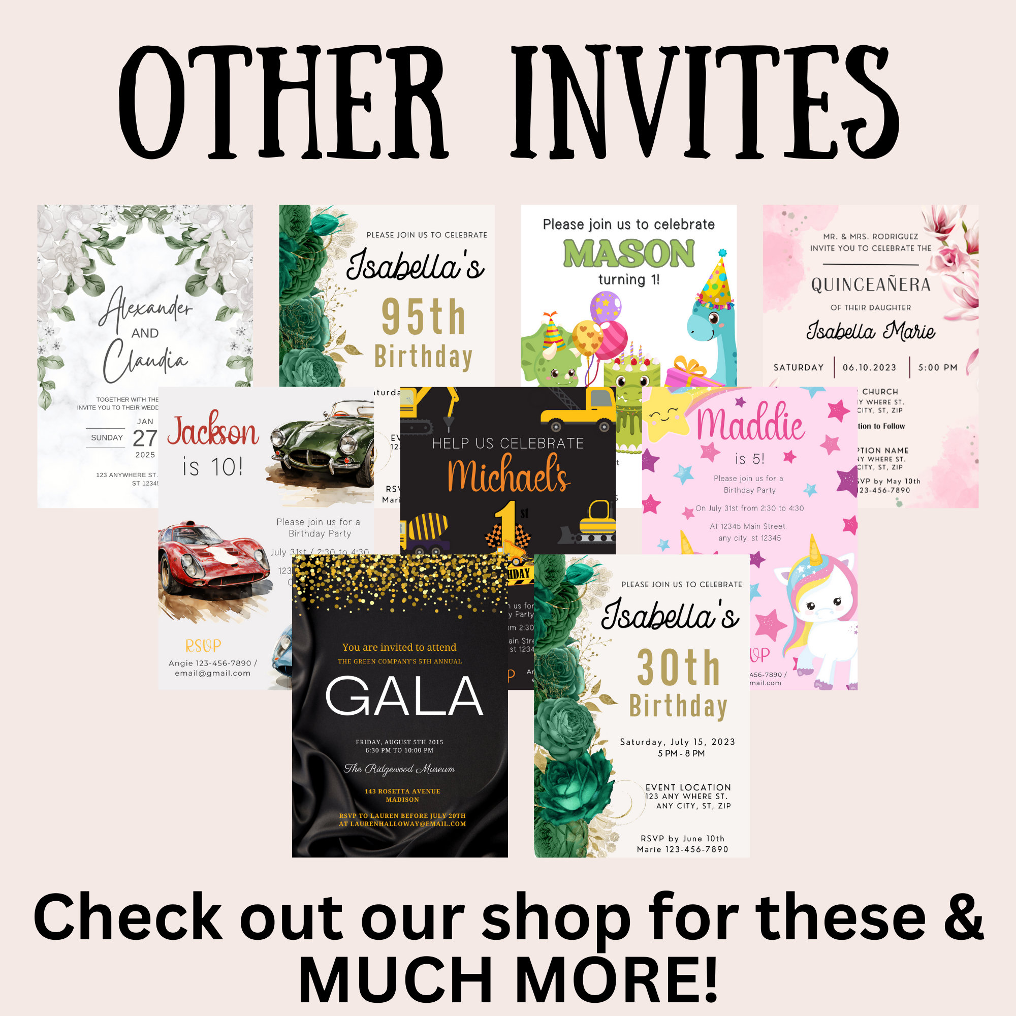 Editable Quinceanera Invitation Template With Emerald Green Flowers and