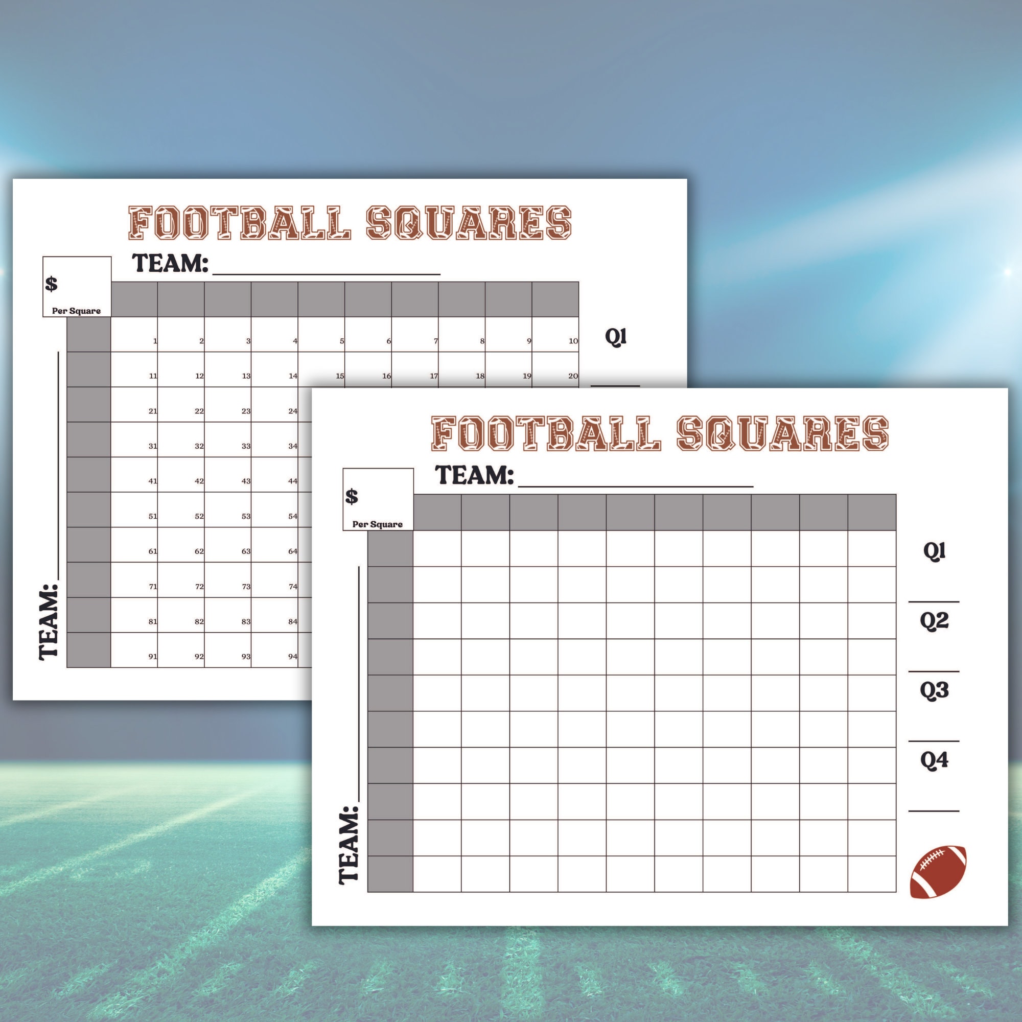Printable Football Squares Game Football Fundraiser Football Betting