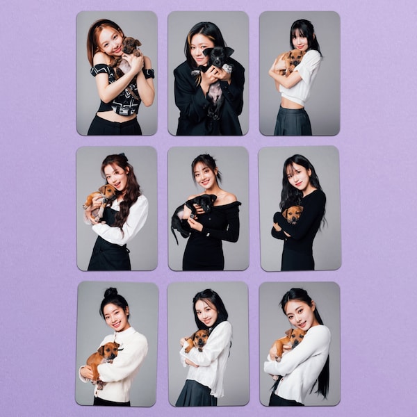 TWICE - Buzzfeed Puppy Interview custom design photo card set | Nayeon, Jeongyeon, Momo, Sana, Jihyo, Mina, Dahyun, Chaeyoung, Tzuyu