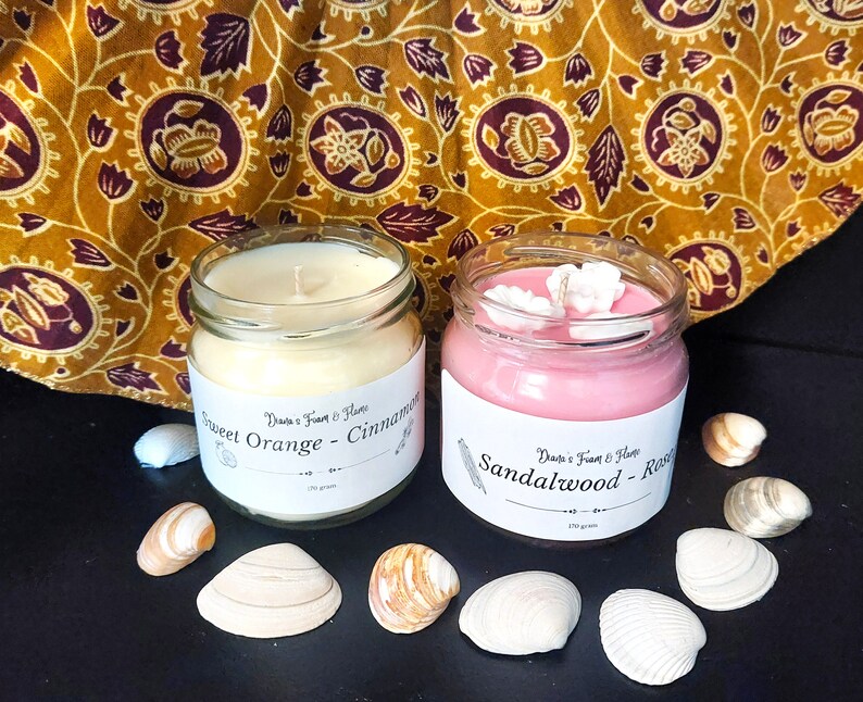 2 x handmade candles, 2 x handcrafted container candles, scented candles 画像 1