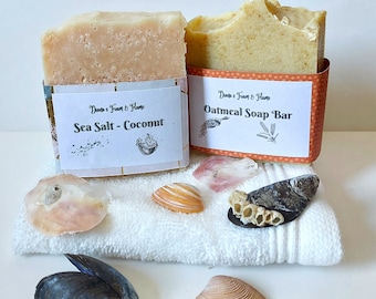 Babyshower cadeauset handgemaakte zeep bar, cadeau set met natuurlijke en vegan zeep met gezichtsdoekje, cadeauset met natuurlijke zeepbars