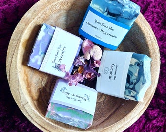 Spa set 3 x handgemaakte zeepbars, 3 x zeep bar vegan en natuurlijk, spa kit met natuurlijke zeep