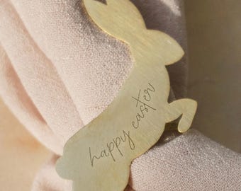 Juego de 6 servilleteros de conejito de Pascua grabados a medida, decoración de mesa de conejito de Pascua, servilleteros de conejo de Pascua, regalo de Pascua