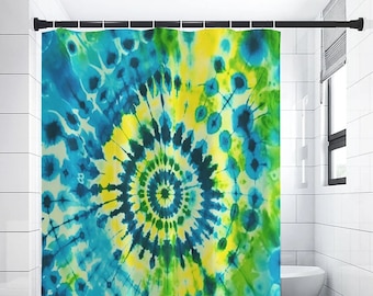 Blue Green And Yellow Tie Dye Shower Curtain