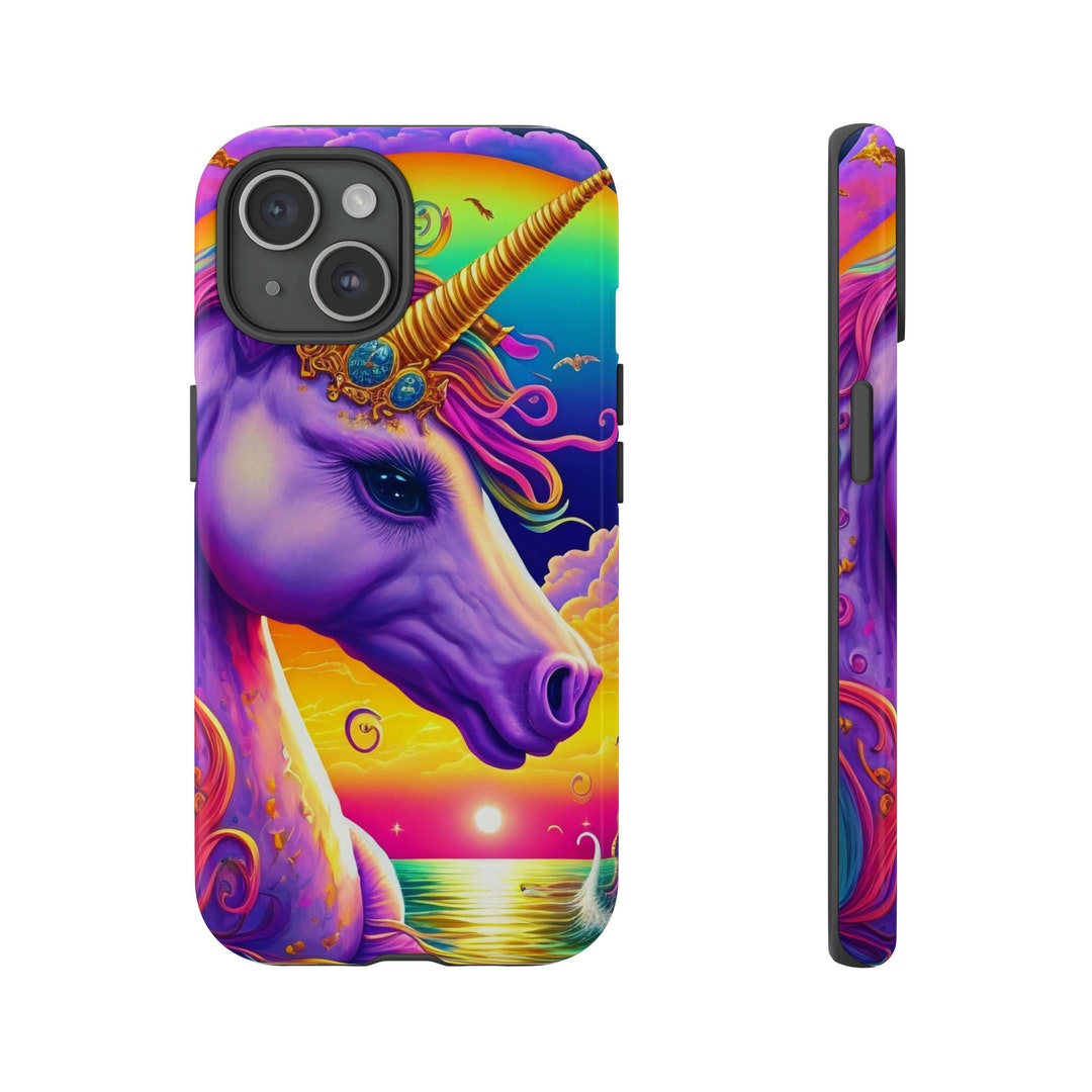 Rainbow Unicorn Tough Dual Layer Cell Phone Case for Apple, Samsung and ...