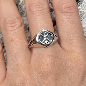 Lagertha Shield Tree of Life Yggdrasil Ring - Viking Jewelry, Norse Shield Symbol, Handcrafted Scandinavian Mythology Signet