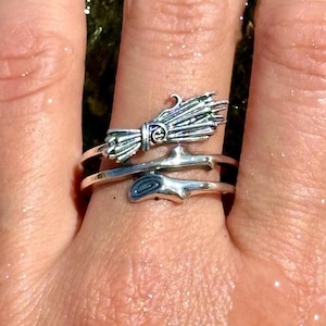 Witchy Broomstick Silver Ring - Witchcraft Charm