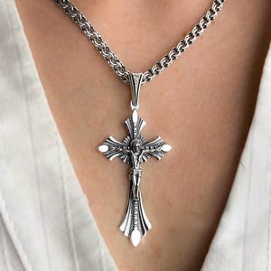 Sterling Silver Orthodox Cross Pendant – Christian Religious Jewelry, Detailed Crucifix Necklace, Catholic Gift for Men and Women