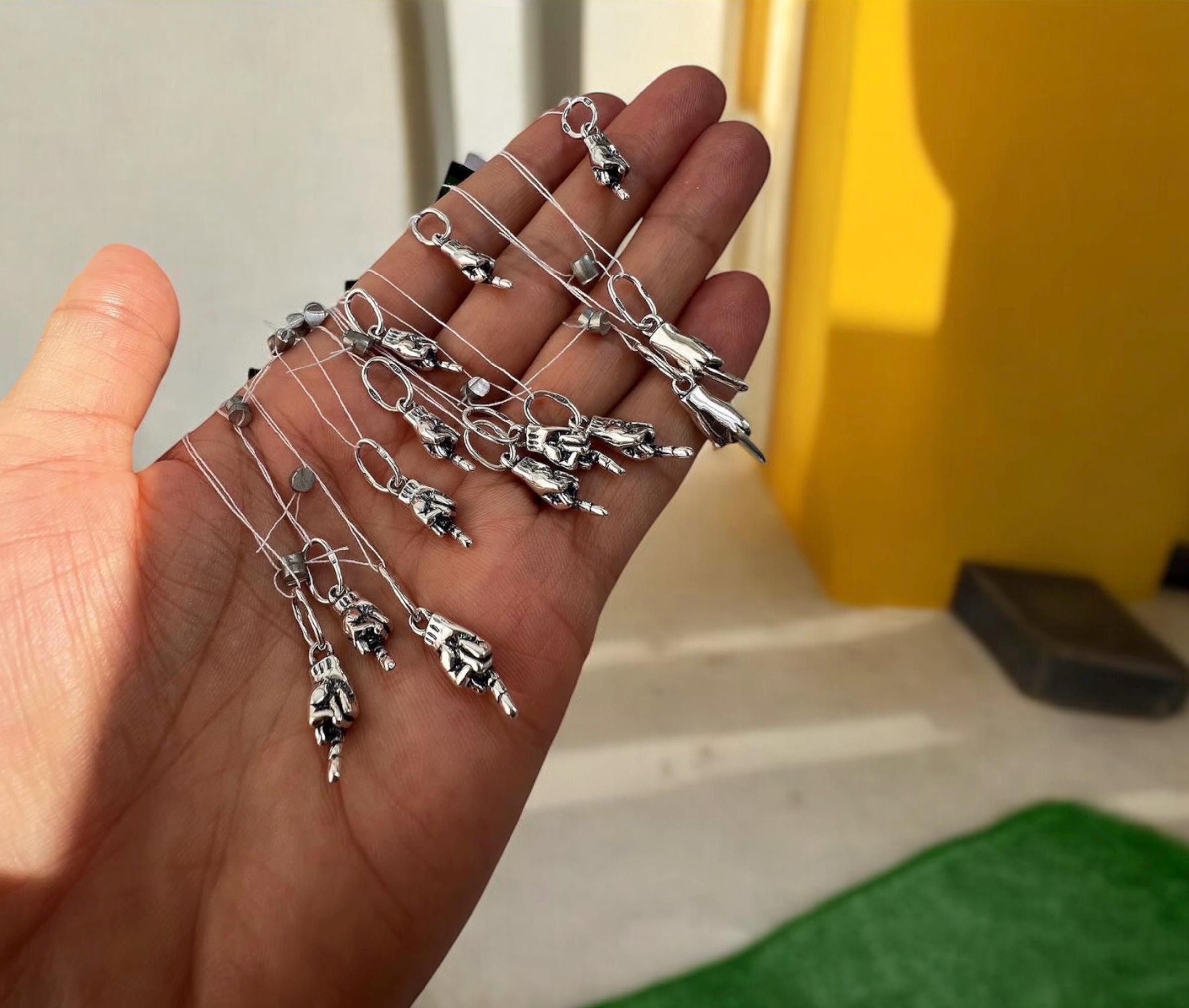 Silver Tiny Middle Finger Necklace, Middle Finger, Fuck You Charm