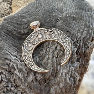 Collana gotica con mezzaluna pagana Wiccan / Ciondolo da stregoneria con cordino regolabile / Ciondolo energetico spirituale