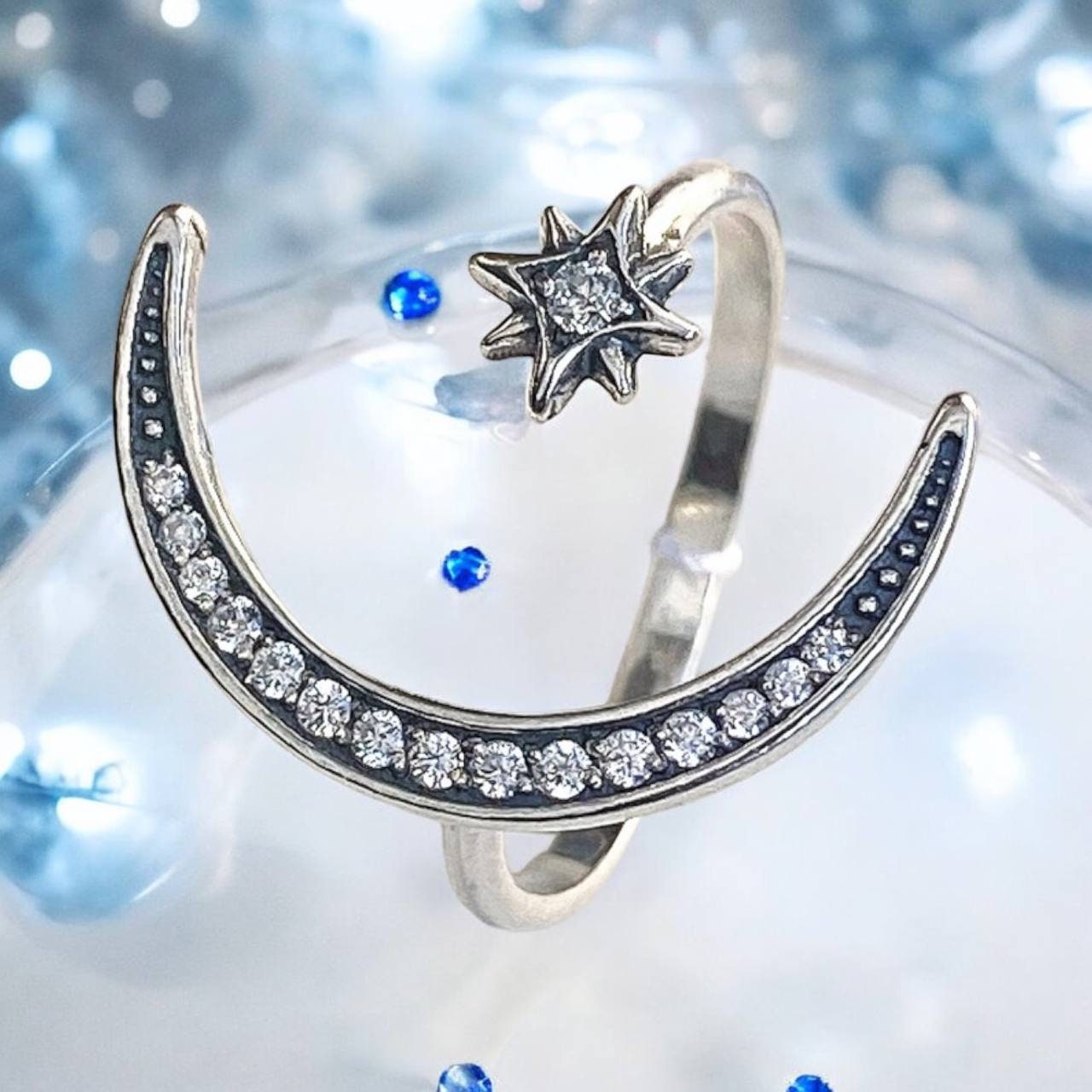 Anillo Pandora Abierto Sol Y Luna Plata Plateado 6 | Meses Sin Interés