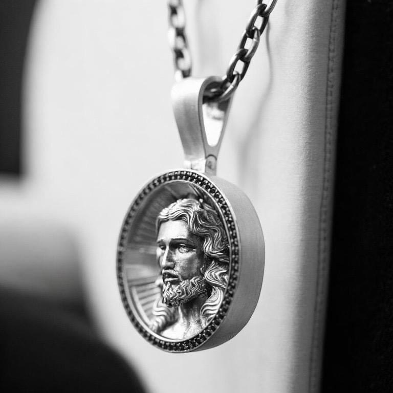 Argento Sterling Gesù Ciondolo / Ciondolo,Prodotto IN Italia,Italiano Scatola