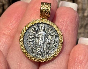 Guardian Angel Medallion - Handcrafted Protective Necklace, Sterling Silver Spiritual Jewelry, Heavenly Guardian Gift