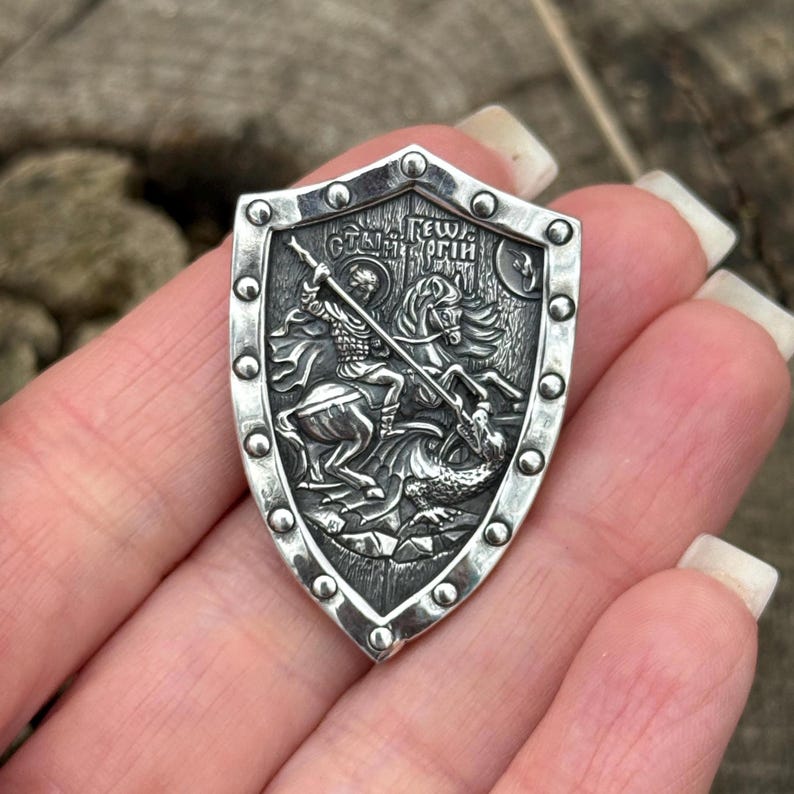 Shield Pendant of St. George the Victorious – Silver Saint George ...