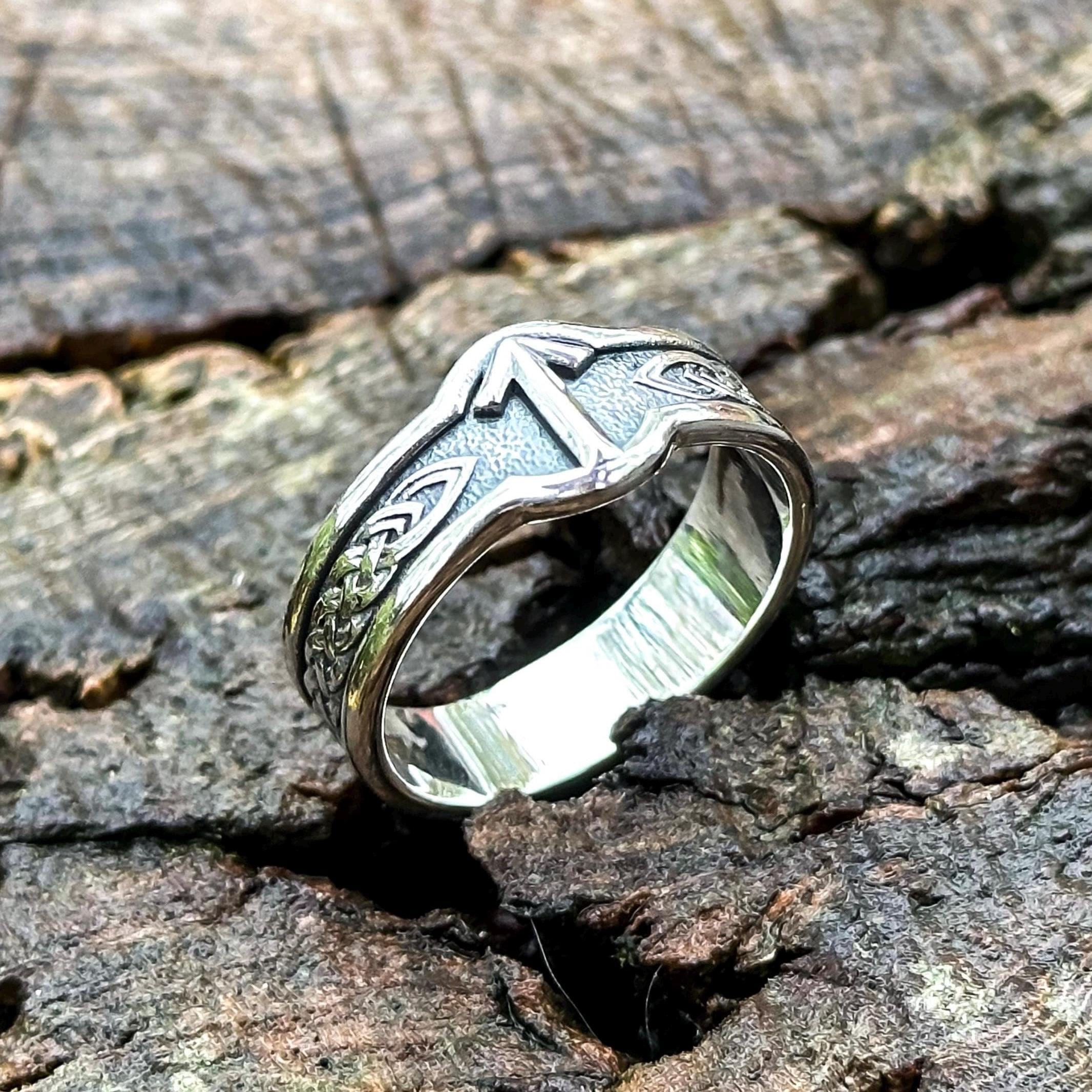Bronze Tiwaz Rune Ring | Viking Runic Jewelry | Teiwaz Rune Elder