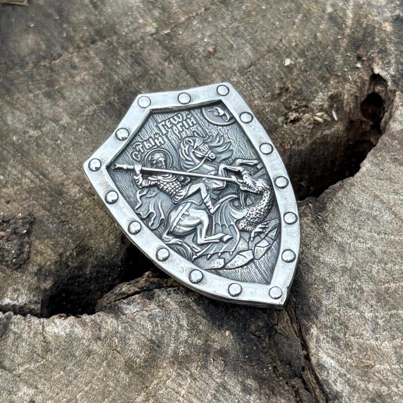 Shield Pendant of St. George the Victorious – Silver Saint George ...
