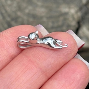 Kleine Kitty Anhänger - Sterling Silber Halskette - Süße Katzen Halskette - Perfektes Geschenk für Katzenliebhaber
