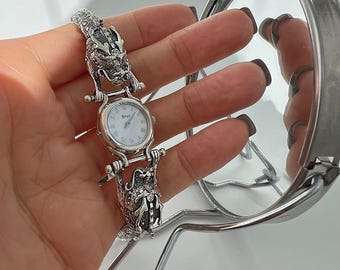 Dragon Hand Wrist Watch for Women - Silver 925 Watch with Intricate Dragon Design - Unique Artisan Watch
