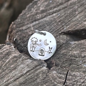 The Little Prince and Fox double sided coin dainty pendant