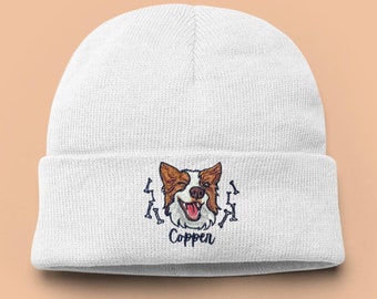 Czapka beanie dla psa z haftem na zamówienie Czapka beanie dla kota z nadrukiem Spersonalizowana czapka beanie dla psa Czapka beanie dla mamy psa Prezent urodzinowy dla niej