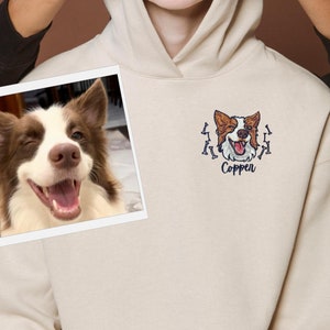 Custom Pet Embroidered Sweatshirt, Custom Pet shirt, Embroidered Pet Hoodie, Personalized Pet Face and Pet name Sweatshirt, Christmas Gift