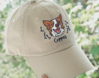 Czapka dla psa z haftem na zamówienie Czapka dla kota z nadrukiem Spersonalizowana czapka z daszkiem w stylu vintage Czapka z daszkiem dla psa Czapka dla mamy psa Prezent urodzinowy dla niej