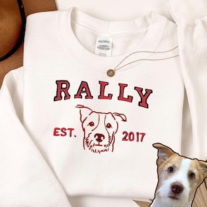 Personalized Pet Embroidered Sweatshirt Custom Portrait Embroidered Dog Sweatshirt Cat Hoodie Face name Sweatshirt Pet Lover Gift for Mom